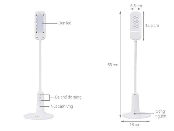 Cấu tạo của đèn bàn LED Điện Quang ĐQ LDL04 4W 