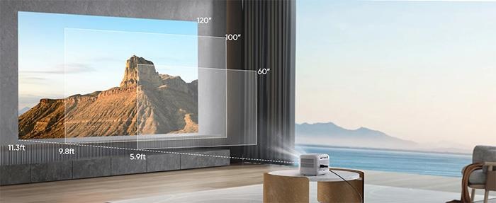 Máy chiếu mini thông minh Yaber L1 chiếu rõ nét nhất ở kích thước màn hình 120 inch 