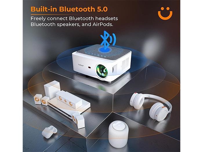 Máy chiếu Yaber V6 Pro có thể kết nối với loa ngoài qua Bluetooth 5.0