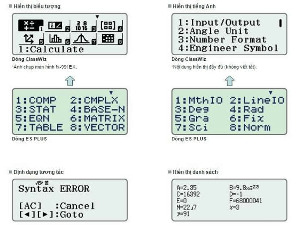máy tính cầm tay Casio fx-580VN X có khả năng hiển thị nhiều thông tin