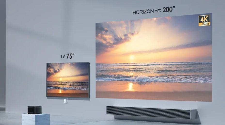 Máy chiếu Xgimi Horizon Pro có thể trình chiếu ở màn hình kích cỡ lên đến 200 inch